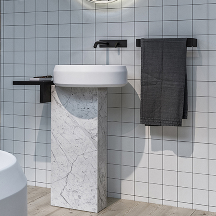 Раковина Agape Lariana 46.5x13см. круглая с колонной мрамор Carrara цвет: белый