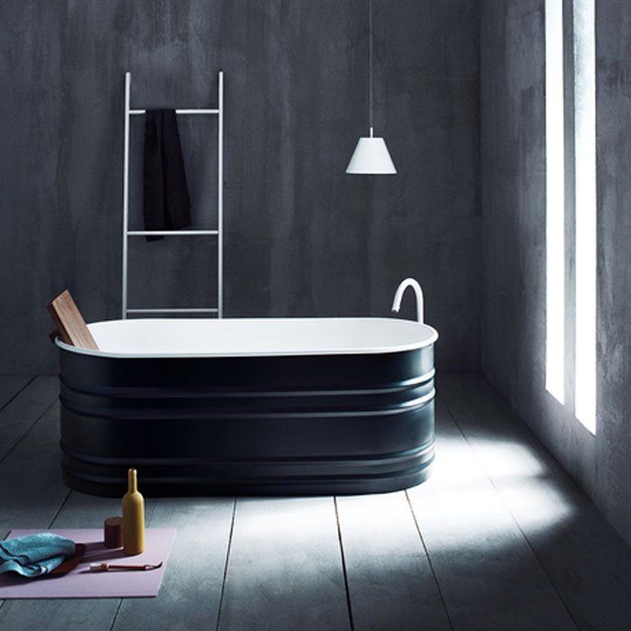 Ванна Agape Vieques отдельностоящая 171x72.6x63.5 см со спинкой цвет: темно-серая