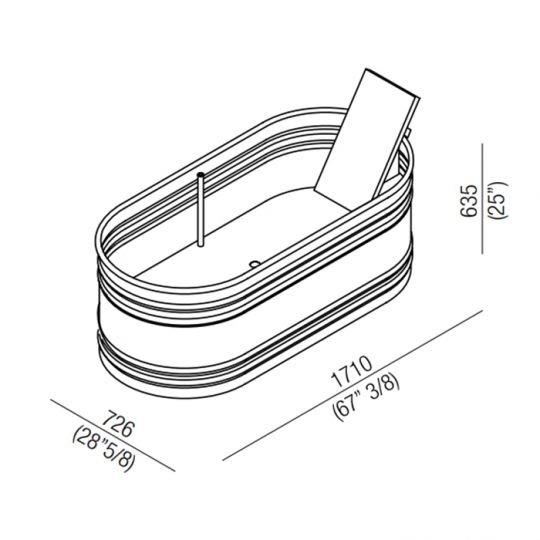 Ванна Agape Vieques отдельностоящая 171x72.6x63.5 см со спинкой цвет: темно-серая схема 3 Ванна Agape Vieques отдельностоящая 171x72.6x63.5 см со спинкой цвет: темно-серая схема 3