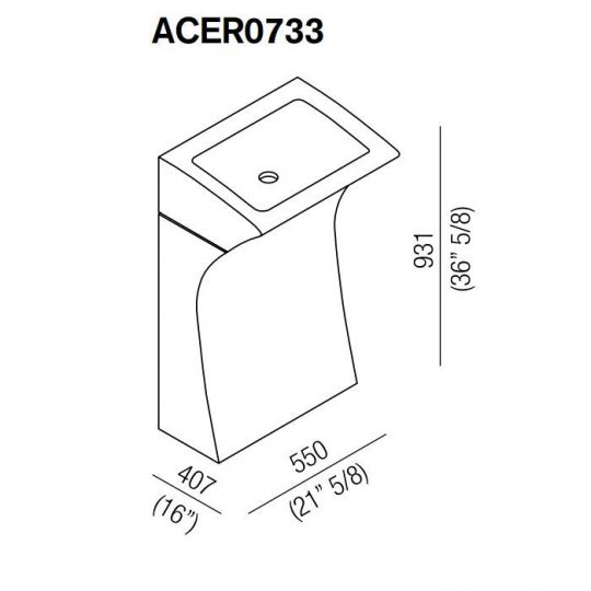 Раковина Agape Lito 55х40х93 см мрамор Carrara цвет: белый схема 2 Раковина Agape Lito 55х40х93 см мрамор Carrara цвет: белый схема 2