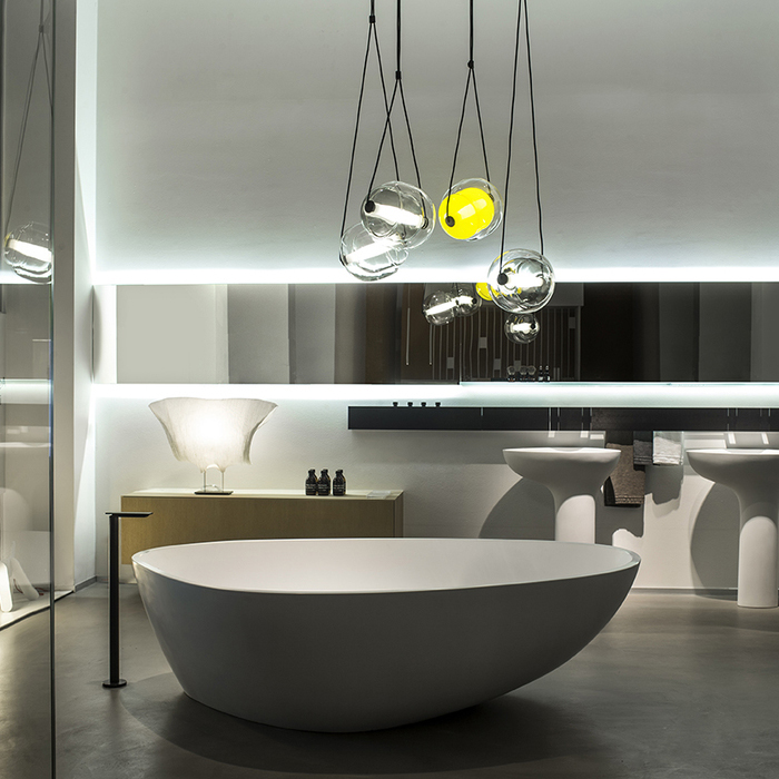 Ванна Agape Drop отдельностоящая 195x129x57.5 см цвет: белый/светло-серый