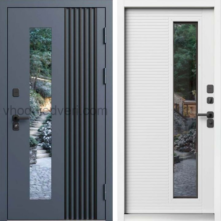 Входная дверь Termo-door Фортис - Лиственница, белый короб с терморазрывом и стеклопакетом
