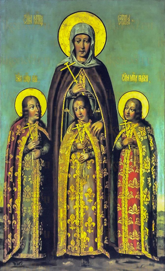 Икона Веры, Надежды, Любови: Символ вечной жизни (рукописная)