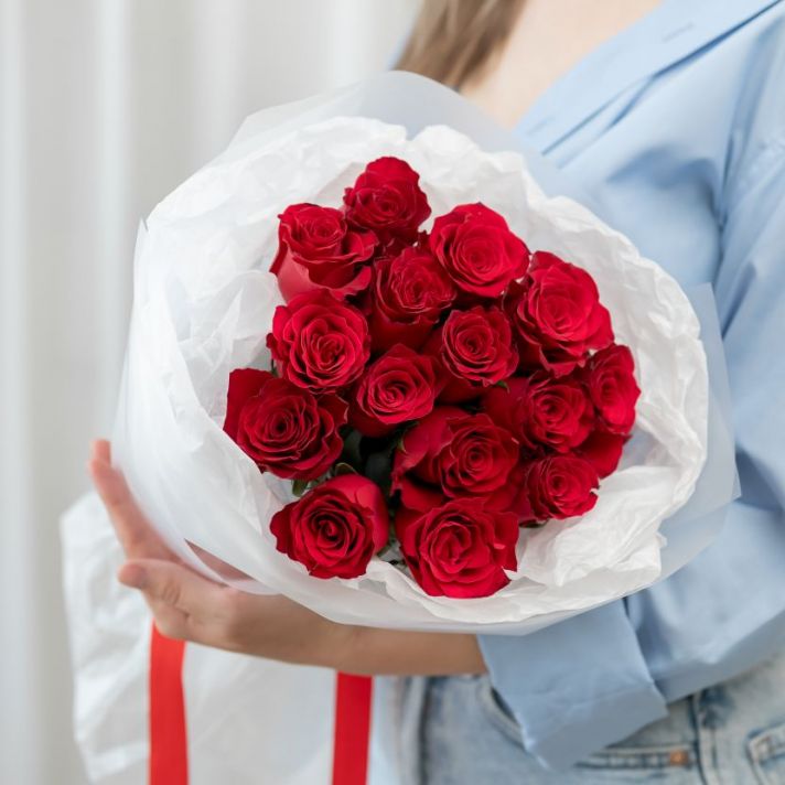 Роза красная от 15 шт (Россия)