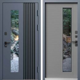Входная дверь Termo-door Фортис - Грей софт с терморазрывом и стеклопакетом