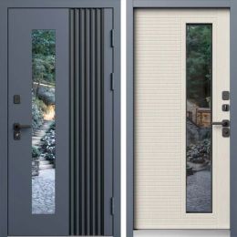 Входная дверь Termo-door Фортис - Слоновая кость с терморазрывом и стеклопакетом