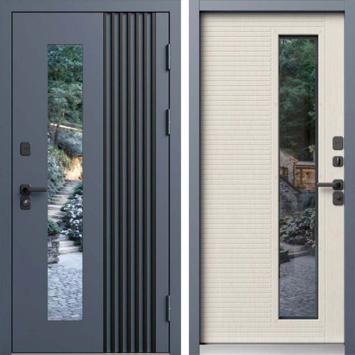 Входная дверь Termo-door Фортис - Слоновая кость с терморазрывом и стеклопакетом