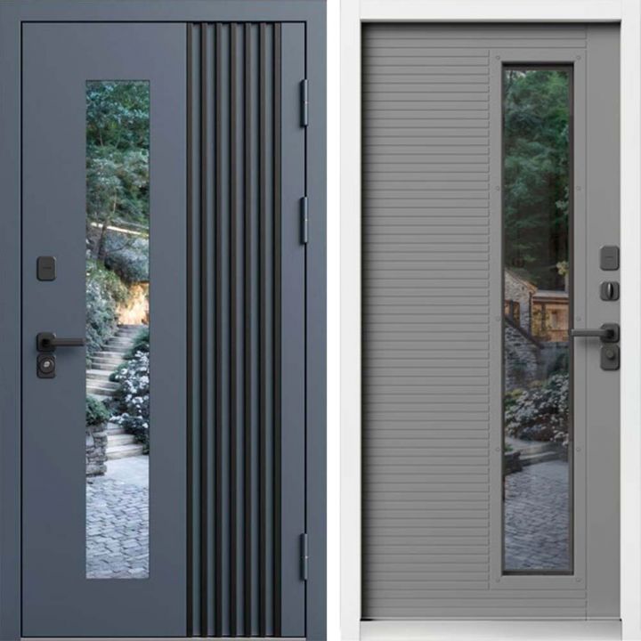 Входная дверь Termo-door Фортис - Грей софт, белый короб с терморазрывом и стеклопакетом