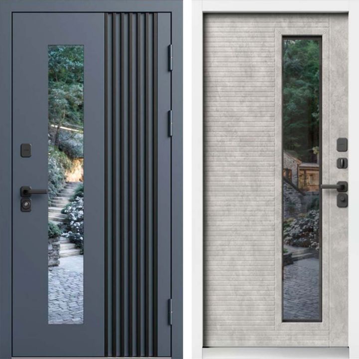 Входная дверь Termo-door Фортис - Бетон светлый, белый короб с терморазрывом и стеклопакетом