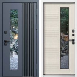 Входная дверь Termo-door Фортис - Слоновая кость, белый короб с терморазрывом и стеклопакетом