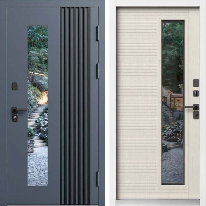 Входная дверь Termo-door Фортис - Слоновая кость, белый короб с терморазрывом и стеклопакетом