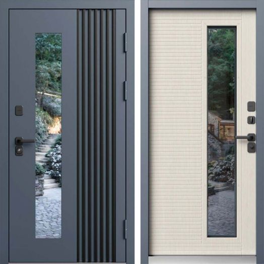 Входная дверь Termo-door Фортис - Слоновая кость с терморазрывом и стеклопакетом