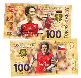 100 крон - Томаш Росицки. Чехия. UNСB. Памятная банкнота. UNC (БМ) Oz