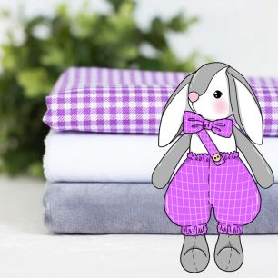 Набор для пошива игрушки - Зайчонок в фиолетовом с морковкой