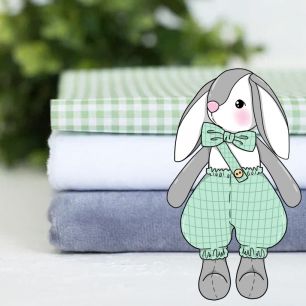 Набор для пошива игрушки - Зайчонок в зеленом с морковкой