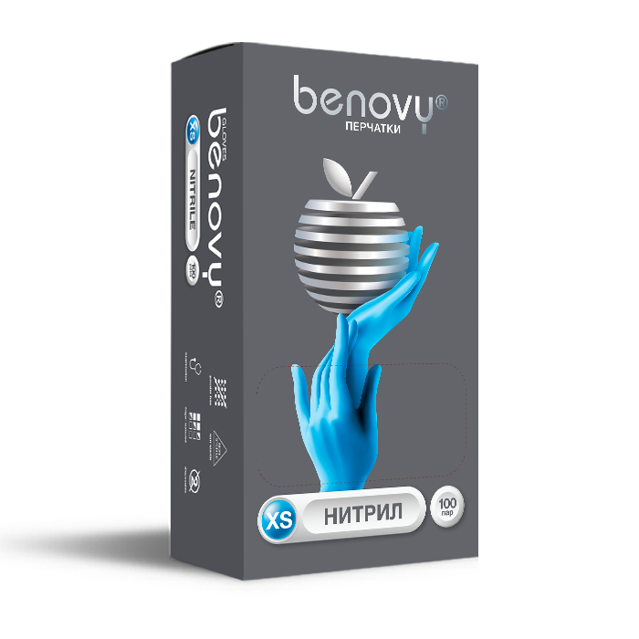 Перчатки нитриловые Benovy 100пар