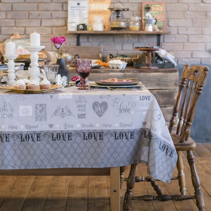 Скатерть «Этель» Love, 180?147 см, 100% хлопок, саржа 190 г/м?