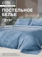 Постельное бельё Этель Дуэт Tencel 155*210см-2шт, 230*245см, 50*70см-2шт, цвет серо-голубой