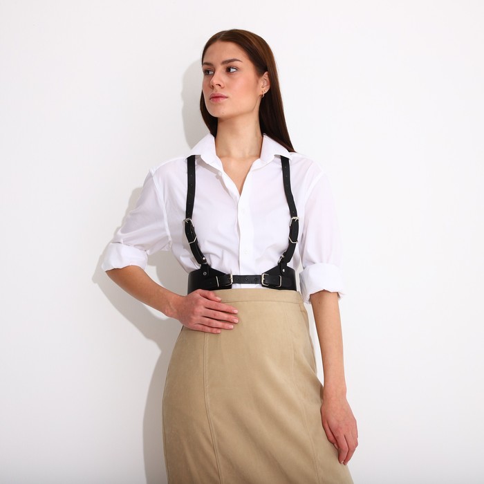 Портупея женская на грудь, цвет чёрный
