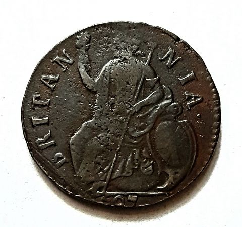 1/2 пенни 1697 Англия AUNC Великобритания Редкость