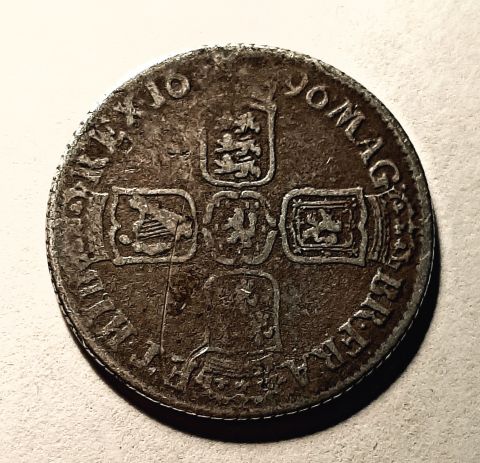 1 шиллинг 1696 Англия Великобритания XF-VF Редкий год