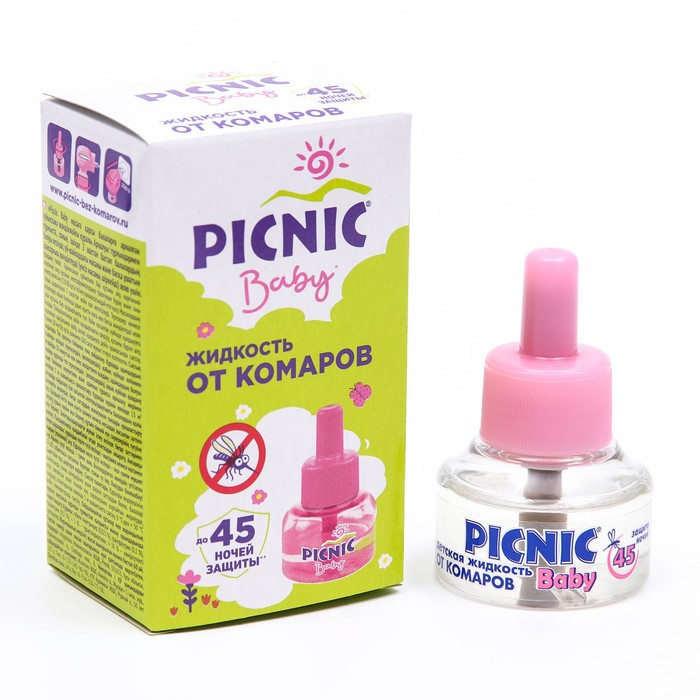 Дополнительный флакон-жидкость от комаров Picnic Baby, с экстрактом ромашки, 45 ночей, 30 мл