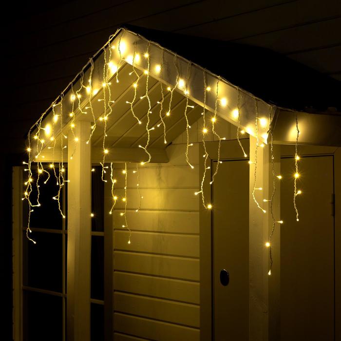 Гирлянда «Бахрома» 3 ? 0.6 м, IP44, УМС, белая нить, 160 SMD-LED, свечение тёплое белое, 220 В