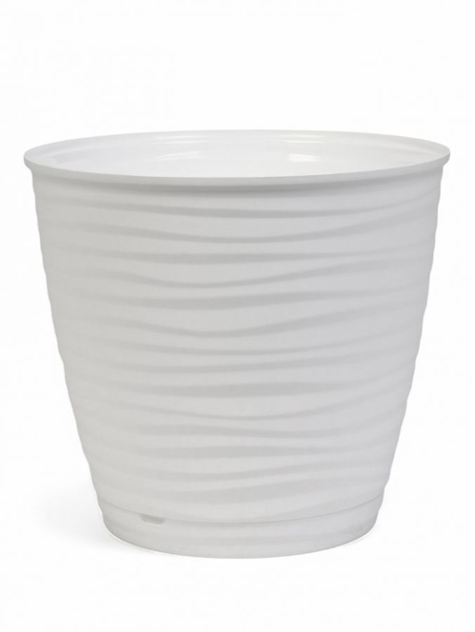 Горшок для цветов с поддоном Saffron, 9.1 л, d=26.7 см, h=24.5 см, пластиковый, белый