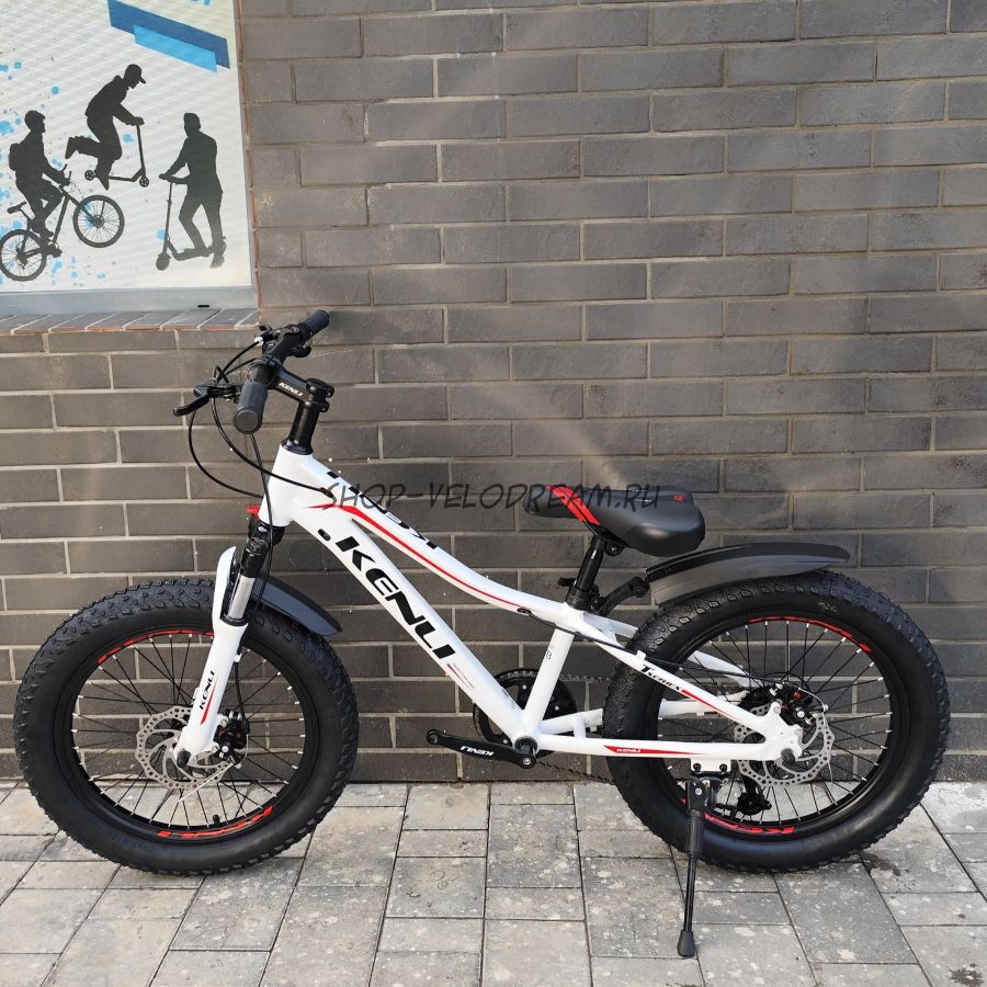 Велосипед Kenli 20" х 3.0" алюминиевый спицы детский полуфэтбайк WH