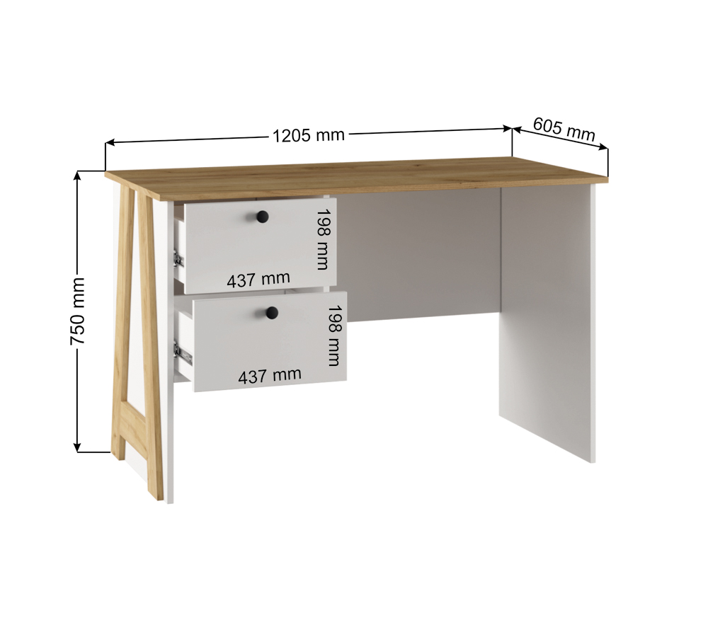 Теодора стол письменный 2 ящика