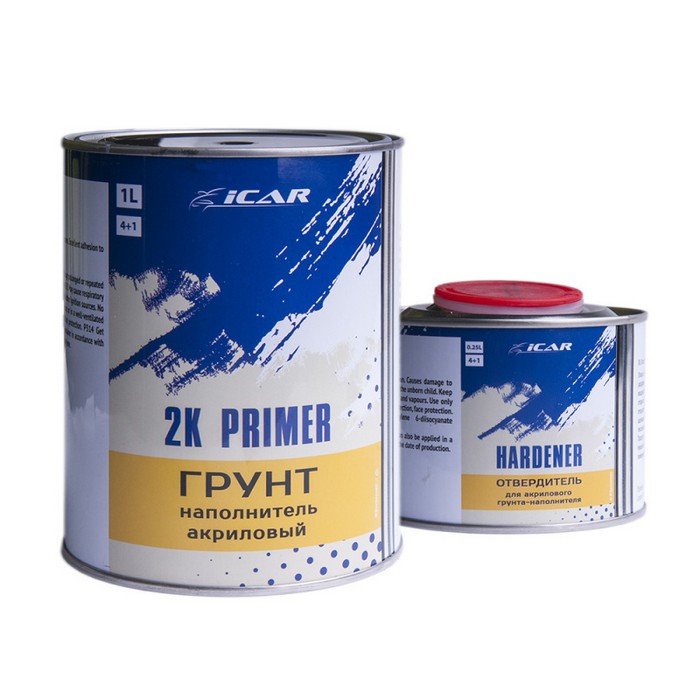 Icar 2K Primer Грунт с отвердителем, черный, 1л.+0,25л