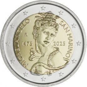 550 лет со дня смерти Микеланджело 2 евро Сан-Марино 2025