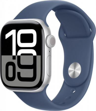 Смарт-часы Apple Watch Series 10 42 mm Silver Aluminum Case with Denim Sport Band M/L