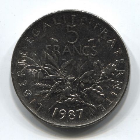 5 франков 1987 г. Франция