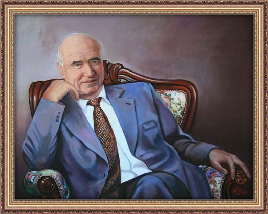 Портрет босса, руководителя в кабинете, маслом на холсте