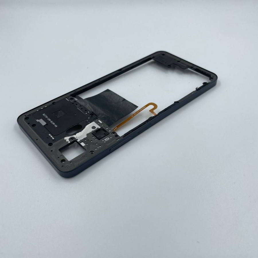 Realme c55 Рамка (средняя часть) с отпечатком пальцев черная (потёртости)