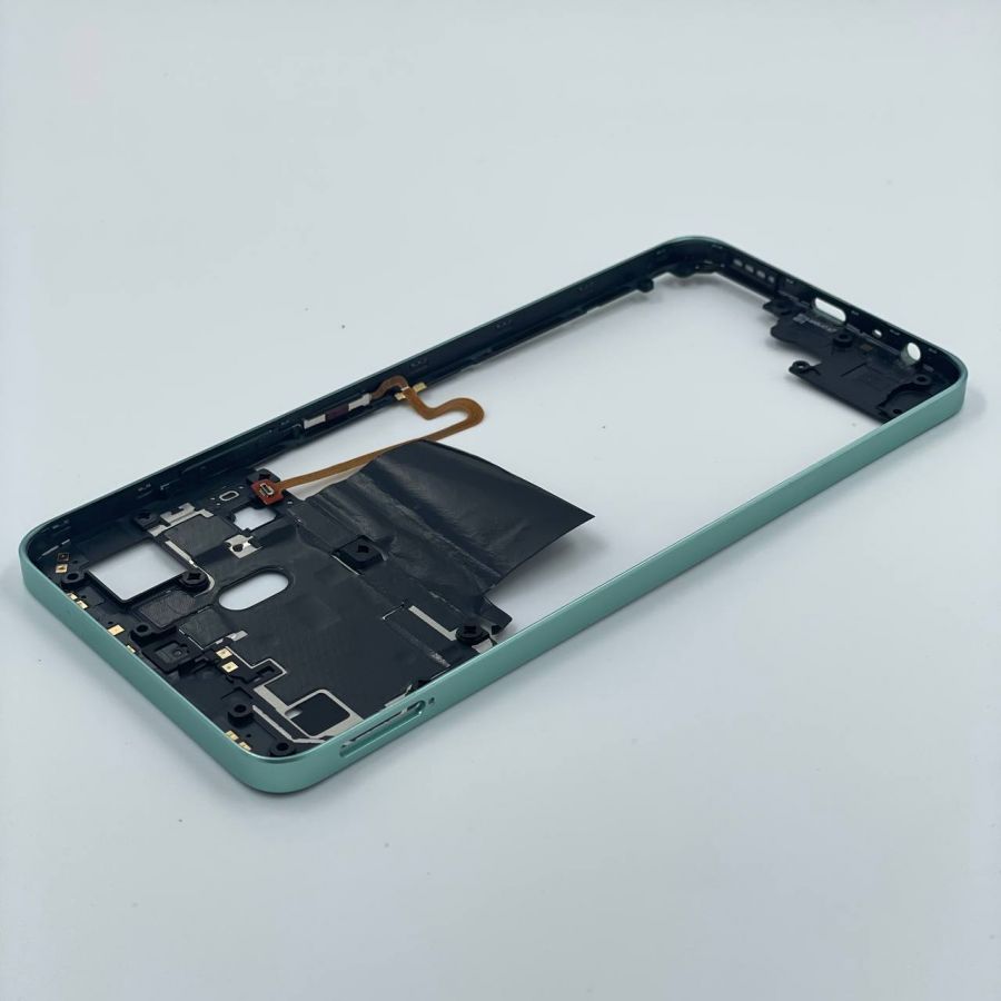 Realme c55 Рамка (средняя часть) с отпечатком пальцев зеленая (потёртости)