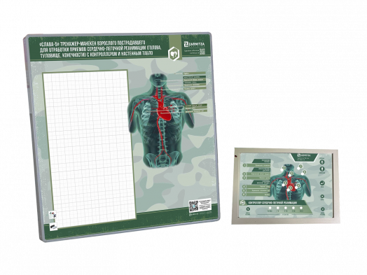 Тренажер для освоения навыков сердечно-легочной реанимации взрослого с контроллером, настенным табло и светозвуковой индикацией  "Слава-5"