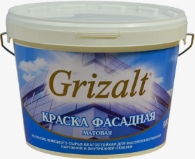 Краска Фасадная Grizalt БС-319 14кг Белая, Матовая, Акриловая / Гризальт.