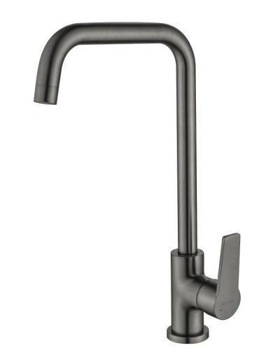 AQ1781BGM ЛУГАНО смеситель для кухни (квадратный излив), оружейная сталь (шлиф. черный хром)