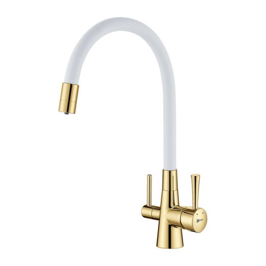 Смеситель для кухни Lemark Comfort с подключением к фильтру с питьевой водой LM3075G-White