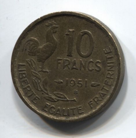 10 франков 1951 B Франция