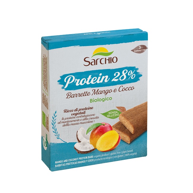 Батончик протеиновый с манго и кокосом без глютена 135 г, Barrette mango e cocco, Sarchio, 135 g