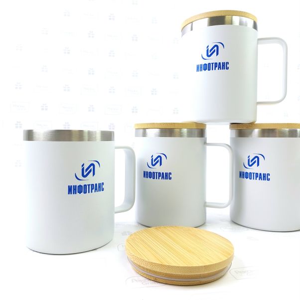 Термокружки из эко стали с логотипом ИНФОТРАНС
