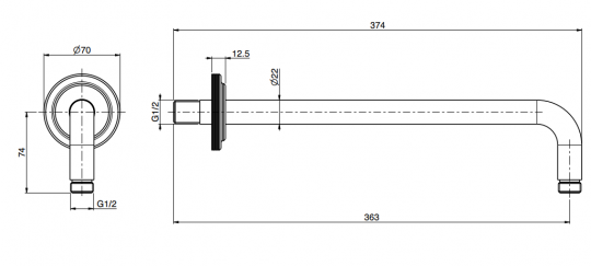 Держатель верхнего душа настенный Fima - Carlo Frattini Park Lane F1338 схема 2