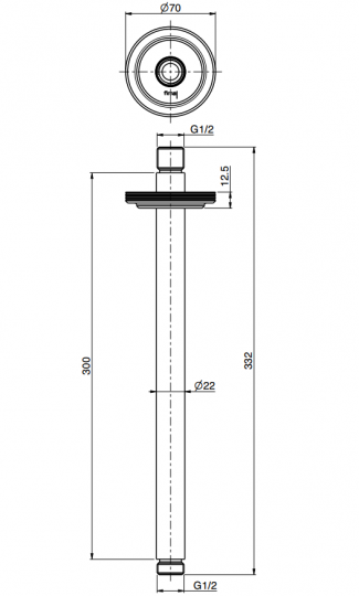 Потолочный держатель для верхнего душа Fima - Carlo Frattini Park Lane F1386 схема 2