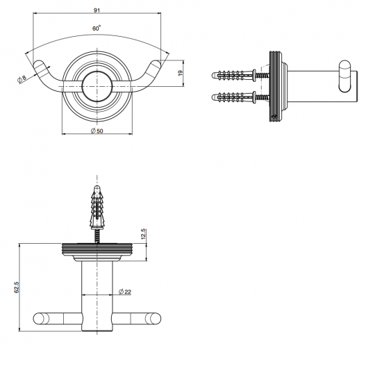 Двойной крючок Fima - Carlo Frattini Park Lane F6304/2 схема 2 Двойной крючок Fima - Carlo Frattini Park Lane F6304/2 схема 2