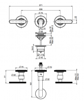 Вентильный смеситель Fima - Carlo Frattini Park Lane настенный для раковины F1331/5 схема 2