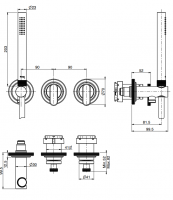 Смеситель Fima - Carlo Frattini Park Lane встраиваемый для душа F1319WX8 схема 2