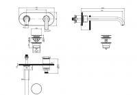 Однорычажный смеситель Fima - Carlo Frattini Park Lane настенный для раковины F1301WZX5 схема 2